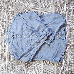 J. Crew blue button down Irish linen  slim fit shirt medium